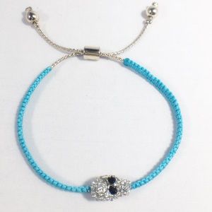 NWOT Rhinestone Scull Woven Bracelet Rock On! 落落